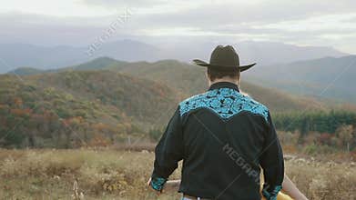 Fall on Max Patch Mountain Appalachian Mountains, Tennessee & North Carolina, young couple, woman in yellow dress