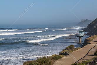 Lifeguard Tower Overlooks San Elijo State Beach