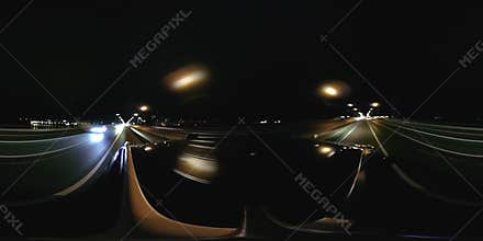 360 video of night drive over bridge