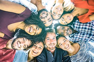 Multiracial best friends millennials taking selfie outdoors