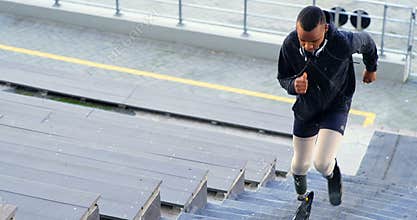 Disabled athletic running at sports venue 4k