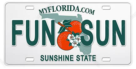 Florida License Plate with Text Fun and Sun