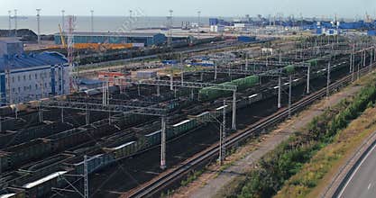 Cars carry coal in train from the oil port