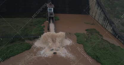 Aerial view of Chiang Rai river`s dam