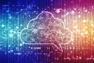 Cloud Computing Technology Background, Cloud with Binary in abstract background
