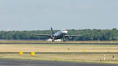 Lufthansa plane taking off from airport