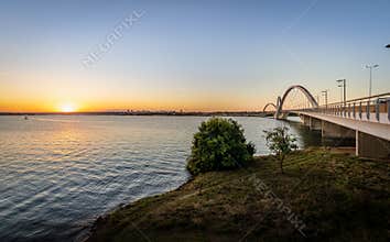 JK Bridge and Paranoa Lake at Sunset - Brasilia, Distrito Federal, Brazil