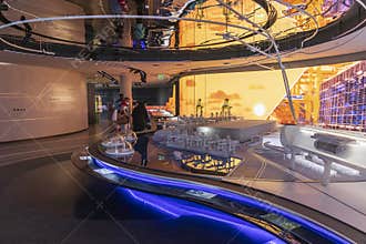 Dubai, UAE - 11.18.2021 - Opportunity district of EXPO 2020. Inside of a DP world pavilion. Event