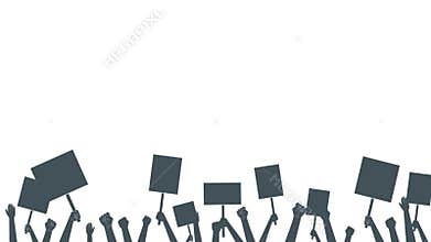 Protesting aggressive peopple at political meeting or parade