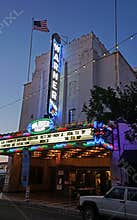 Warner Grand Theater, historic Classic Moderne movie palace with a neon marquee in San Pedro, California