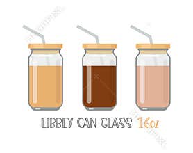 Cocktail Glass Cups set. Libbey can glass with various drinks. Jar with lid and straw.