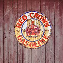 Red Crown Gasoline Vintage Sign on Red Barn