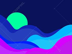 Colorful landscape in a minimalistic style. Plains and mountains  fields and meadows. Typographic boho decor for prints  posters