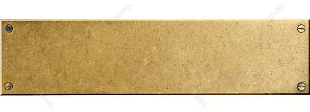 Bronze metal plate with four bolts isolated