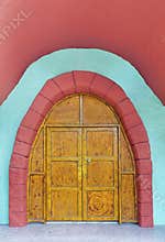 Entrance of colorful cartoon house
