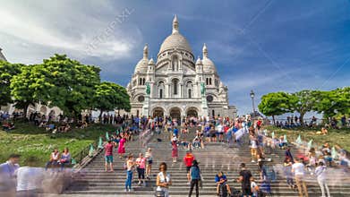 Tourists near the Basilica of the Sacra-Coeur church .