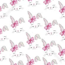 Seamless pattern with watercolor cute cartoon bunny faces, hand painted watercolor Easter pattern for wallpaper, wrapping paper