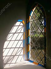 Church Stained Glass Window Light, England.