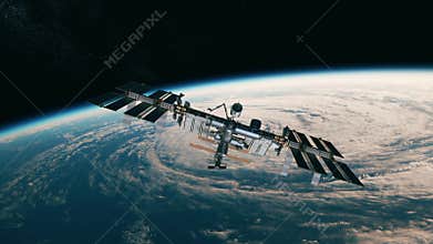 Commercial Crew Spacecraft Docking To International Space Station On Background Of Earth