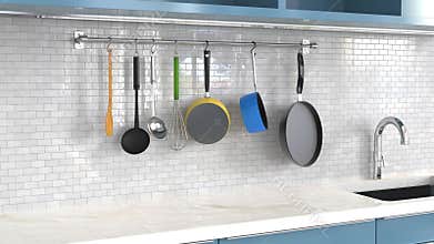Kitchen rack with utensils