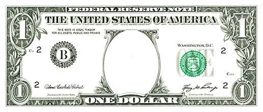One dollar bill with a hole