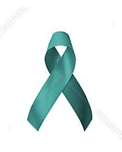 Teal ribbon awareness isolated on white clipping path for Ovarian Cancer, Polycystic Ovary Syndrome (PCOS) disease