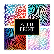 A collection of four different animal wild print backgrounds. Eps 10 Vector. Set