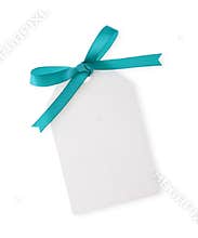 Gift tag with green ribbon bow
