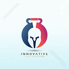 Fitness training and nutrition coaching with dumbbell icon. Virtual CrossFit and fitness vector official logo template