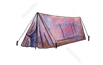 Tourist camping tent, isolated on a white background.