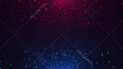 Binary circuit board future technology, blue red cyber security concept background, abstract hi speed digital internet