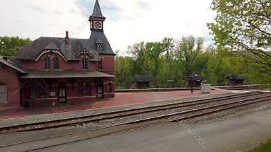Historic brick Point of Rocks railway station build in 1873 as part of Baltimore Ohio railroad