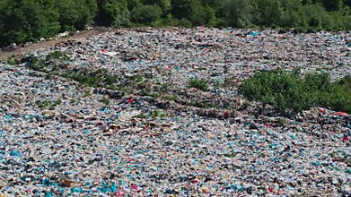 Top view of waste landfill among nature