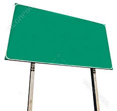 Blank green road sign
