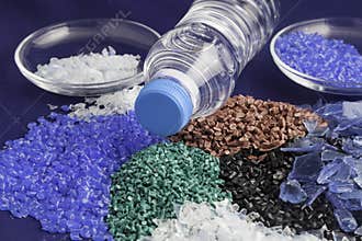 Recycled plastic polymers out of PET water bottle