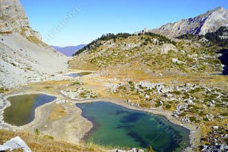Natural beauty in Albania: valley with mountain lakes in Prokletije National Park (Buni i Jezerces)