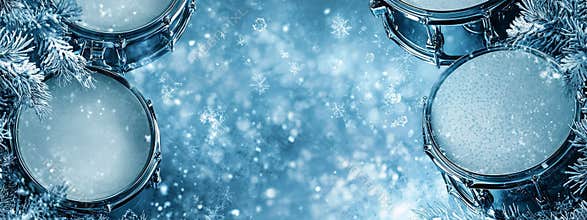 Elegant Winter Drum Frame on Light Blue Art Deco Backdrop