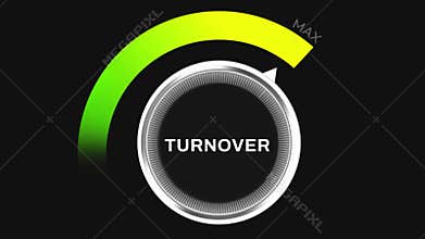 Turnover Dial Gauge with Gradient Performance Arc and MAX Indicator Isolated on Transparent Background
