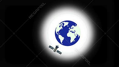 Satellites orbiting the earth, Communications satellite orbiting above earth transmitting a signal