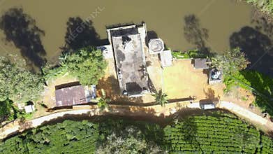 Beautiful scenery with small village amidst the beautiful tea hills