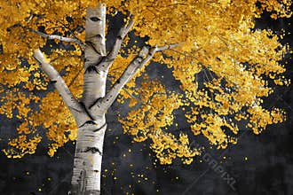 Vibrant aspen tree with shimmering golden leaves