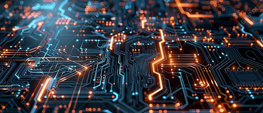 Circuit Board CPU Processor Microchip Digitalization of Neural Networking and Cloud Computing: Advanced Technology