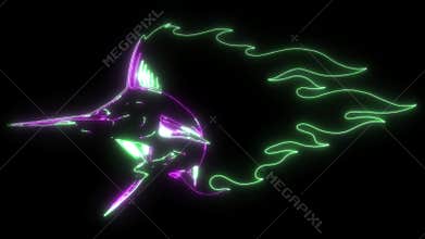 neon animation of atlantic swordfish marlin