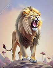 lion on a neutral white background cartoon