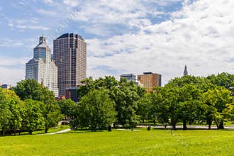 The Harford city skyline as seen from Bushnell Park