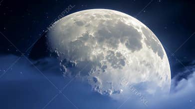 Huge detailed moon with cinematic detailed close up dramatic dark night
