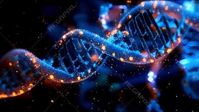 The concept of DNA helix image. Big data in human code. Aesthetic scientific background. Generative AI