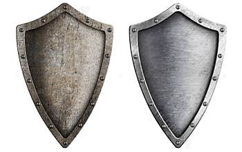 Aged metal shield set isolated