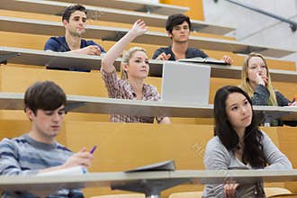 Students having a lesson in the lecture hall