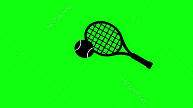 video animation symbol ball and racquet tennis